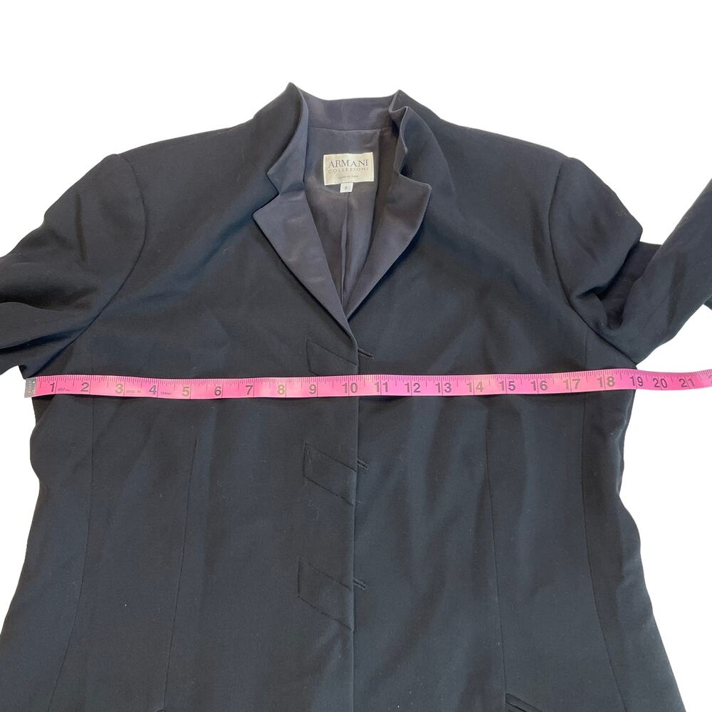 Armani Collezioni Black Military Satin Trim Lined Made in Italy Blazer 8 - Picture 10 of 11